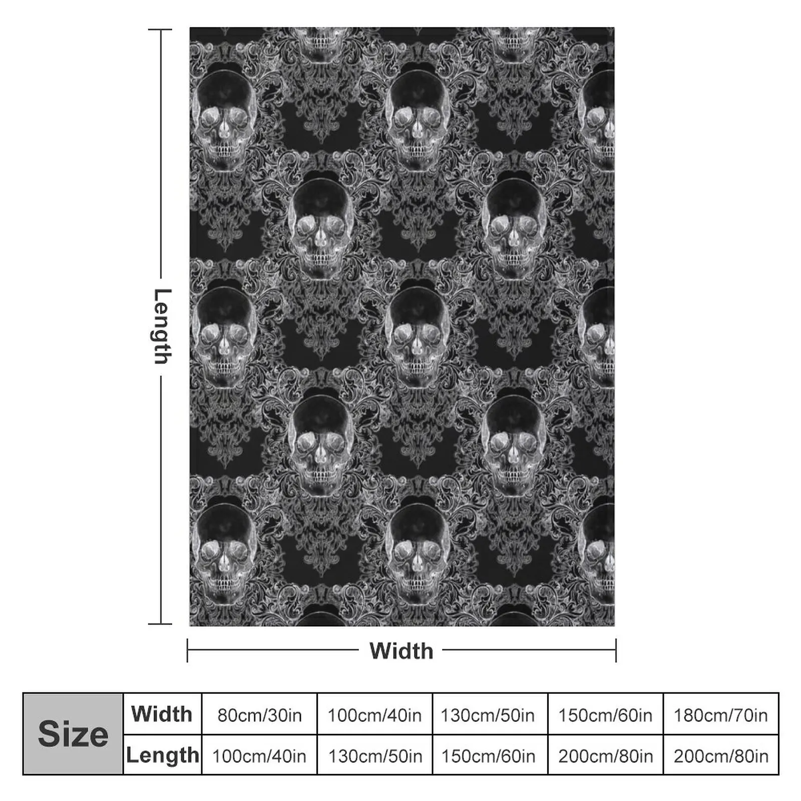 Damask Skull Throw Blanket Hairy Blankets Decorative Bed Blankets Shaggy Blanket Flannels Blanket