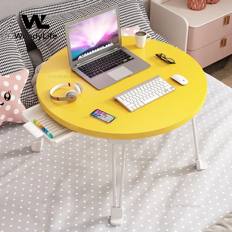 Bureau d'ordinateur compact et élégant avec tiroir, table de petit-déjeuner pliable pour baie vitrée, bureau de lecture simple avec organisateur