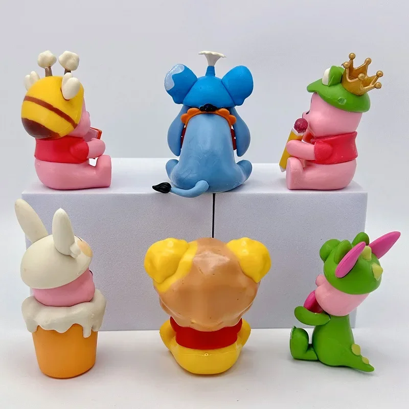 6pcs Set Cartoon Winnie The Pooh Doll Model Ornament Anime Character Trendy Play Desktop Accessories Piggy Pijie PVC Toy Gift