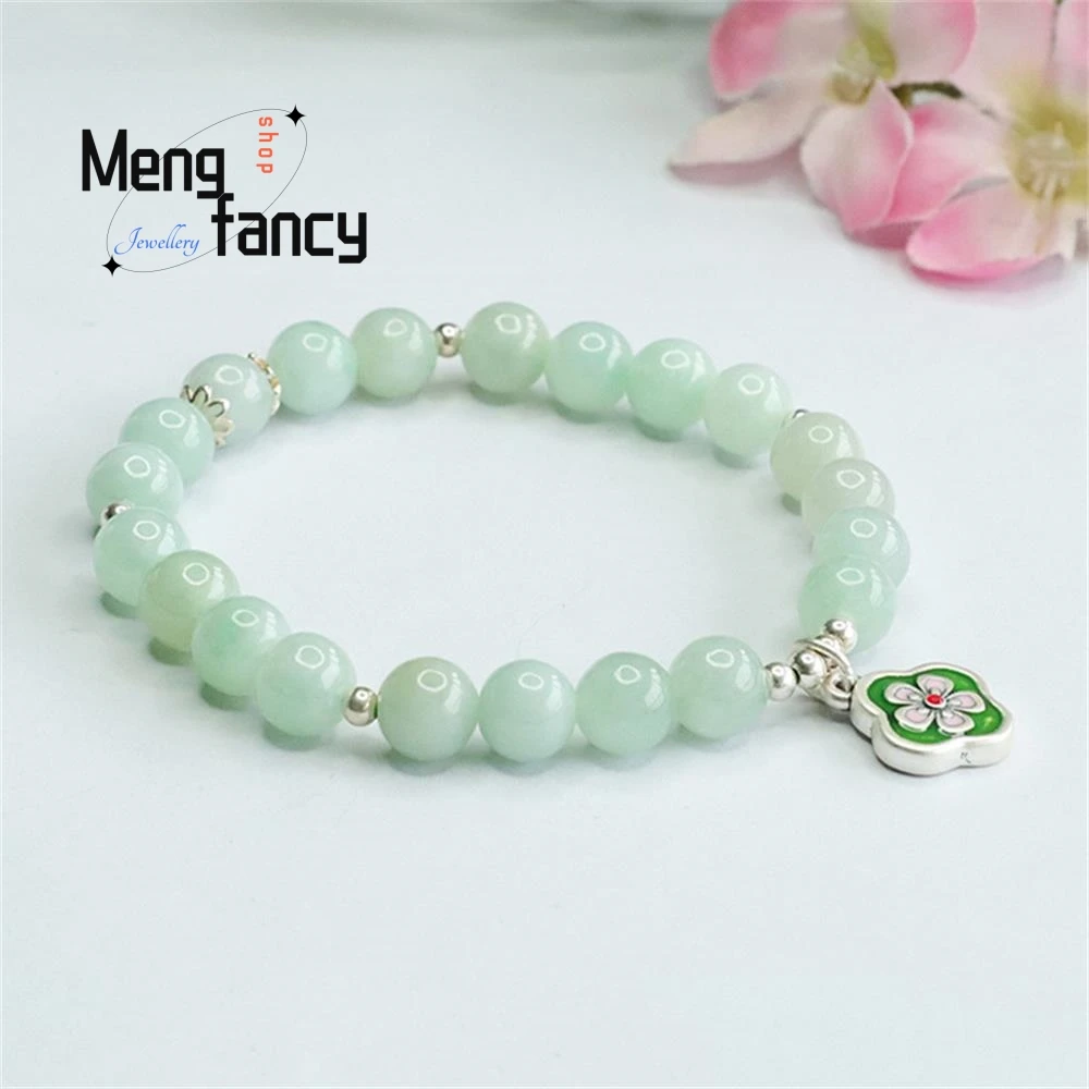 Natural Myanmar A-goods Jadeite Exquisite Elegant Simple High-grade Bracelet S925 Silver Bracelet Luxury Quality Fashion Jewelry