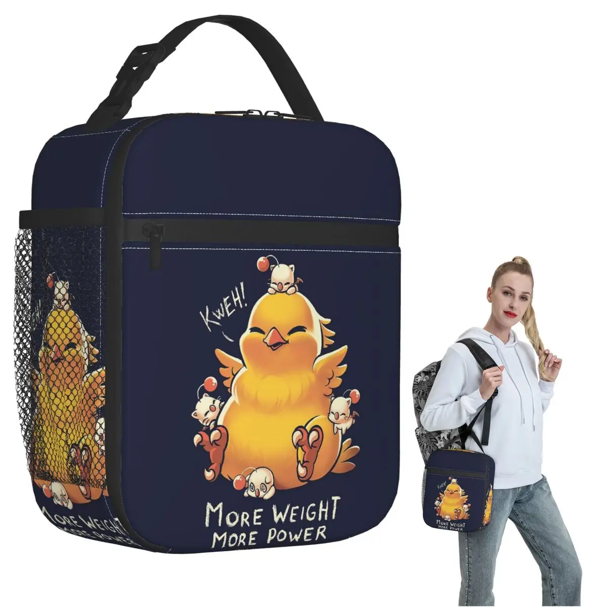 Funny Fat Chocobo - Big Power Insulated Lunch Bag for Women Children Portable Food Boxes Thermal Lunch Box Tote
