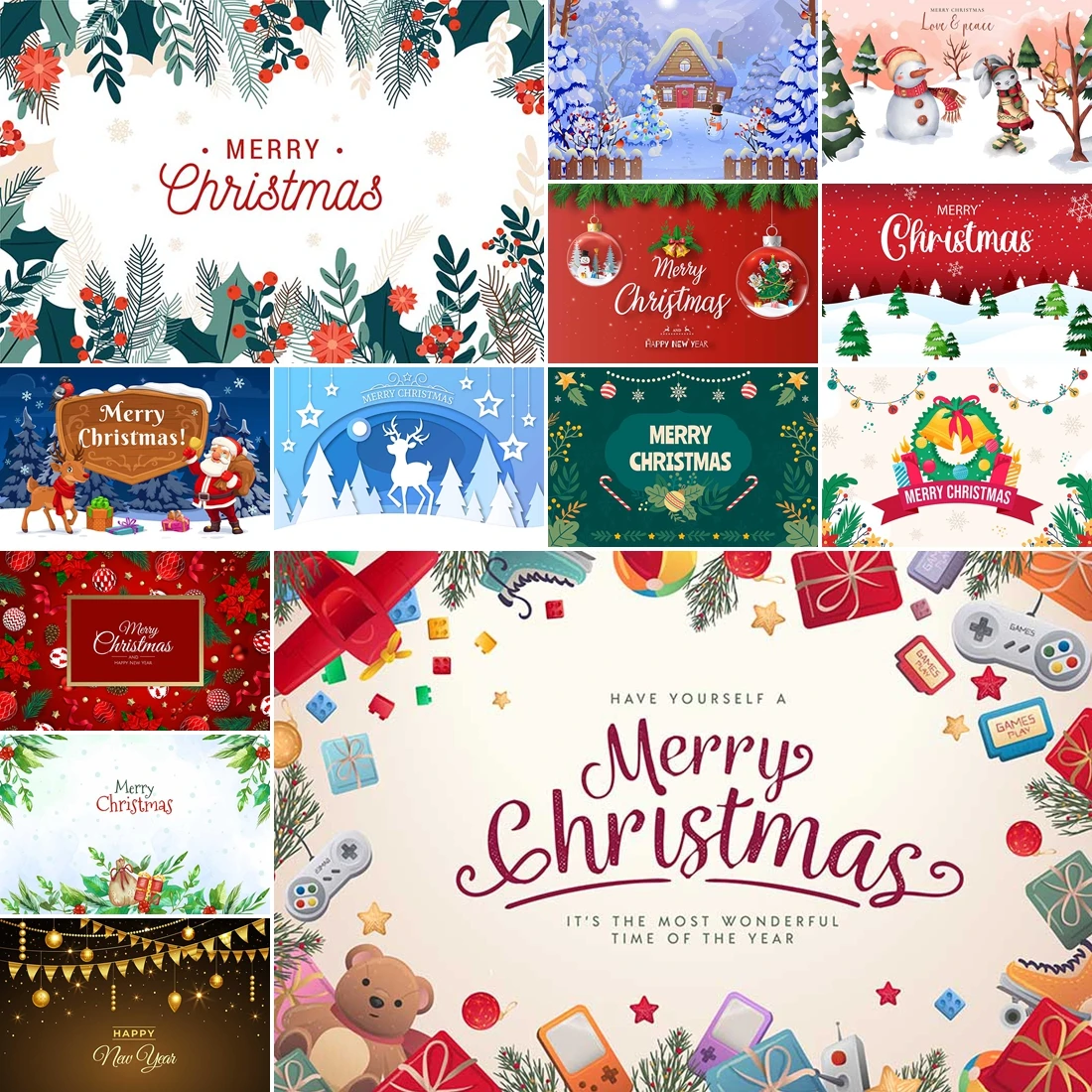 

MOON.QG New Year Christmas Photography Backdrops Candles Flower Green Red Banner Backgrounds Photo Studio Wallpaper Baby Shower