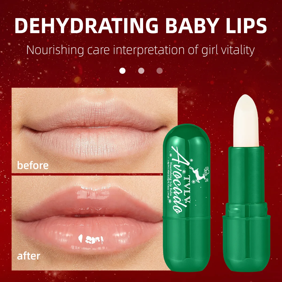 مجموعة العناية بالبشرة لعيد الميلاد للنساء - كريم مرطب لليدين، بلسم الشفاه وأحمر الشفاه - هدية احتفالية للعناية بالشتاء