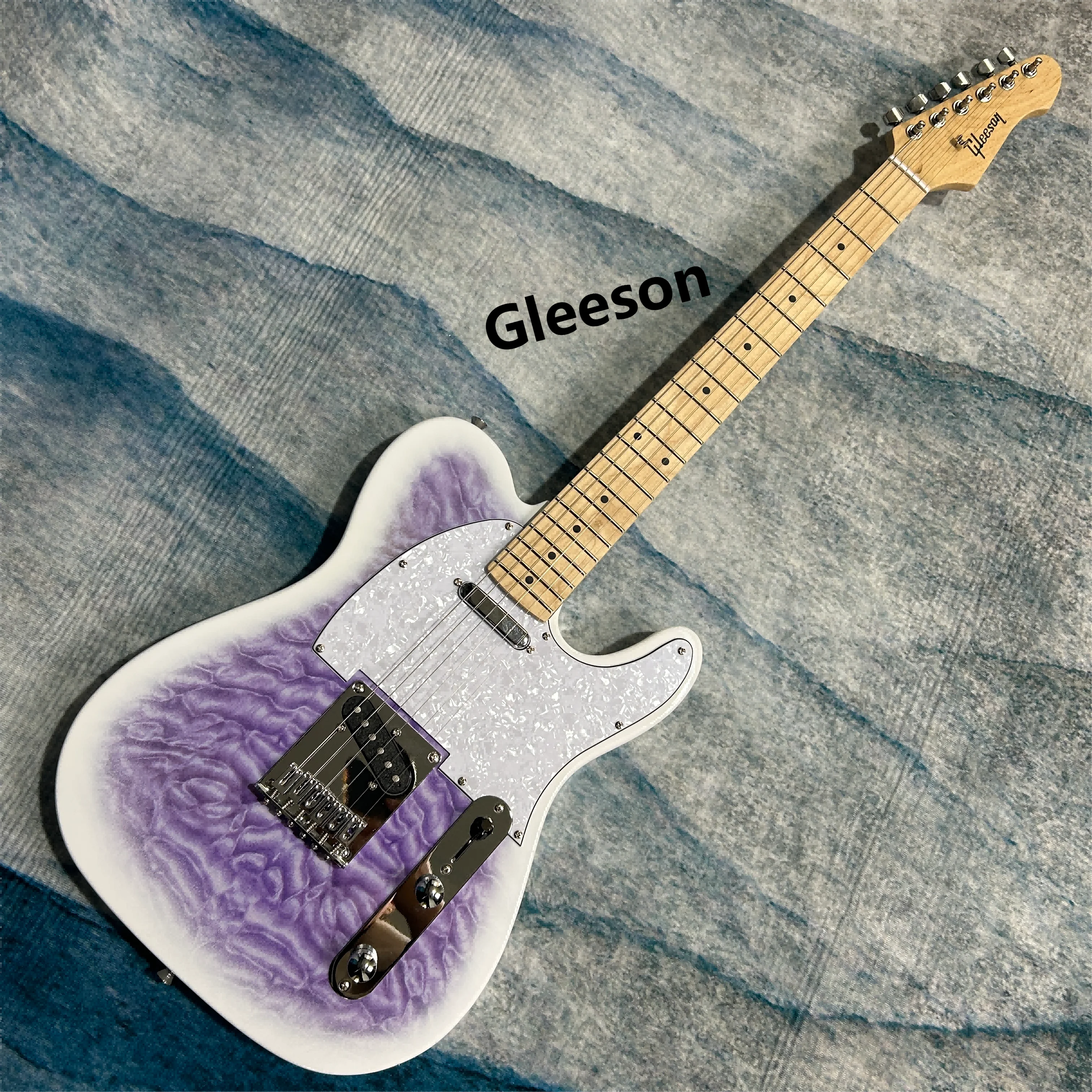 

Электрогитары Gleeson, классическая кленовая облако, версия TL, белый и фиолетовый кленовый гриф, 21 ладов, гитараra