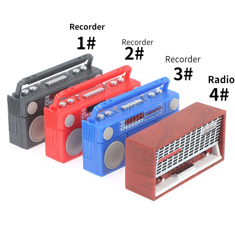 Cute 1/12 Scale Miniature Dollhouse Radio / Mini Tape-recorder Model Doll House Furniture Decoration Accessories Toy