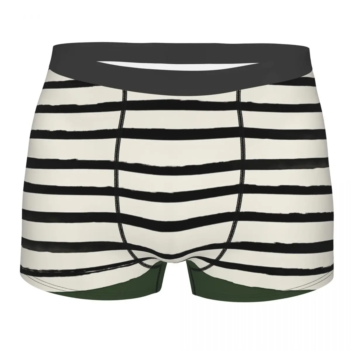 Forest Green Stripes Underpants Breathbale Panties Male Underwear Print Shorts Boxer Briefs