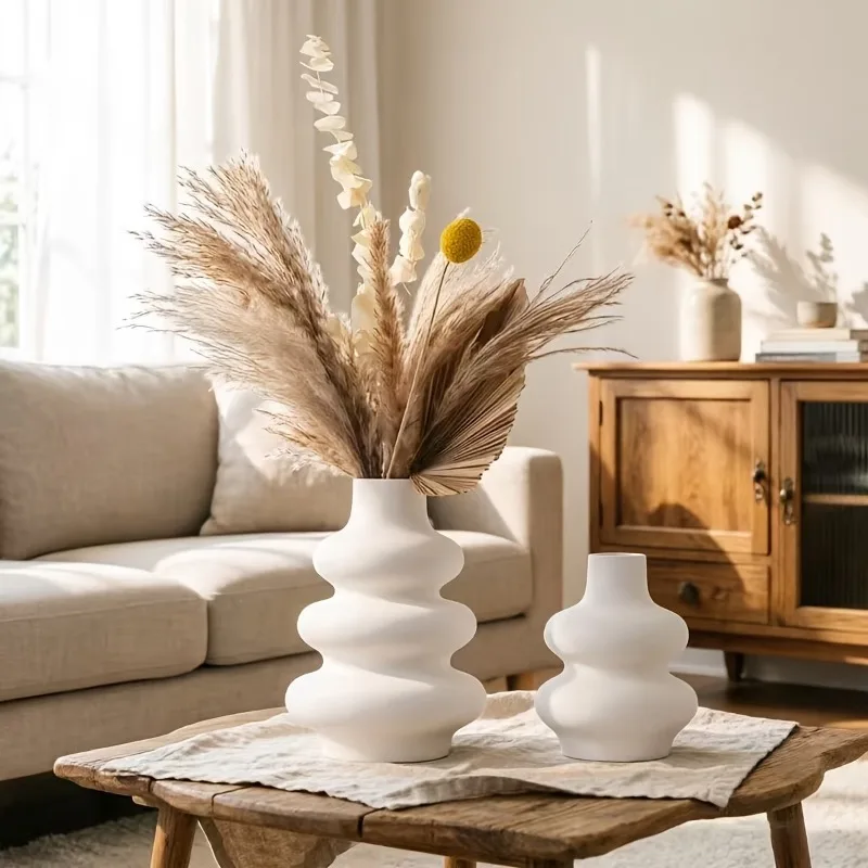Bohemian Style Two-layer/three-layer Round Plastic Vases, Modern Home Decor,Suitable for Dry Flowers and Grass, Hydroponic Vases