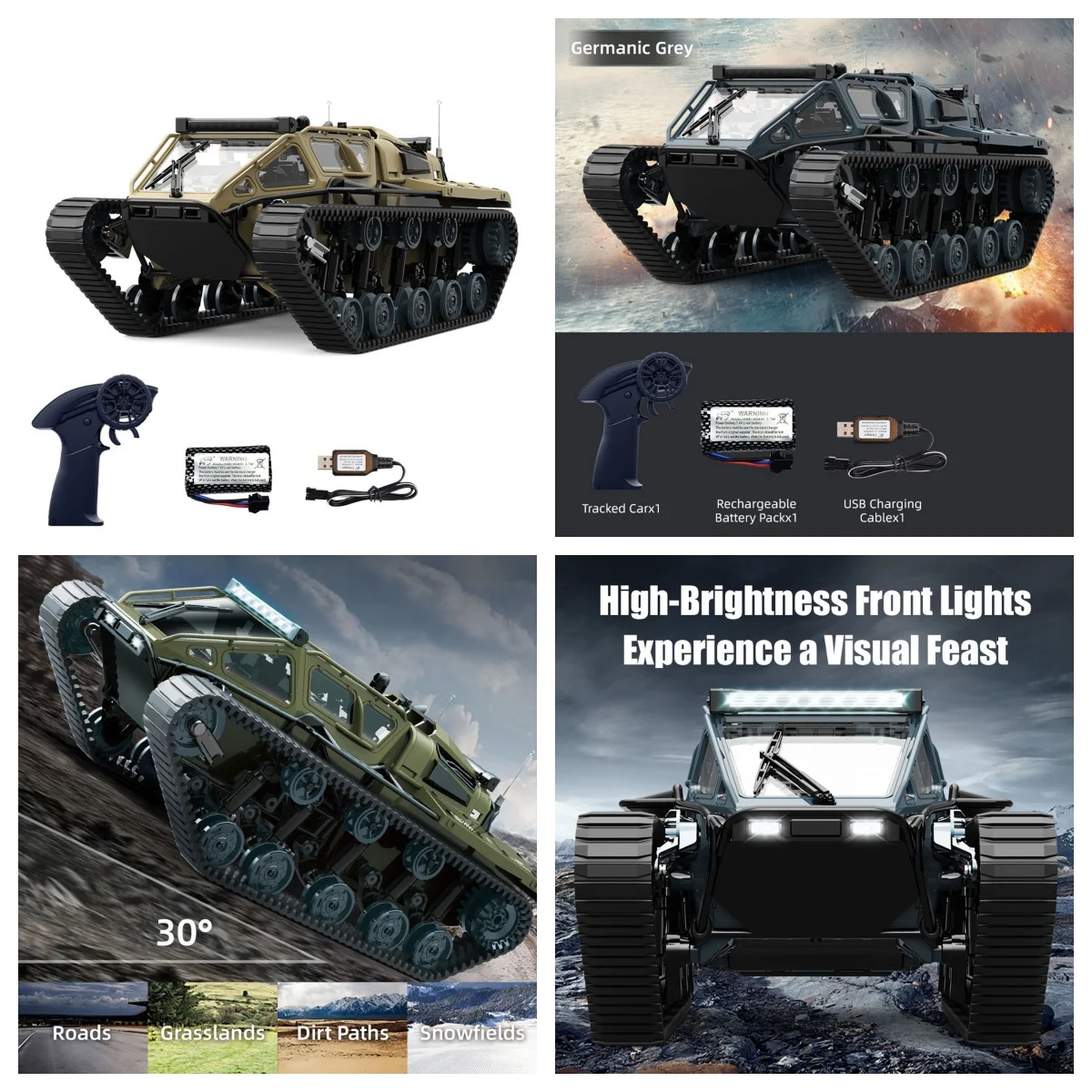 2.4G Wireless RC C8812 Tracked Tank - All-Terrain Vehicle with 360° Rotation - Indoor/Outdoor Toy for Boys' Parties