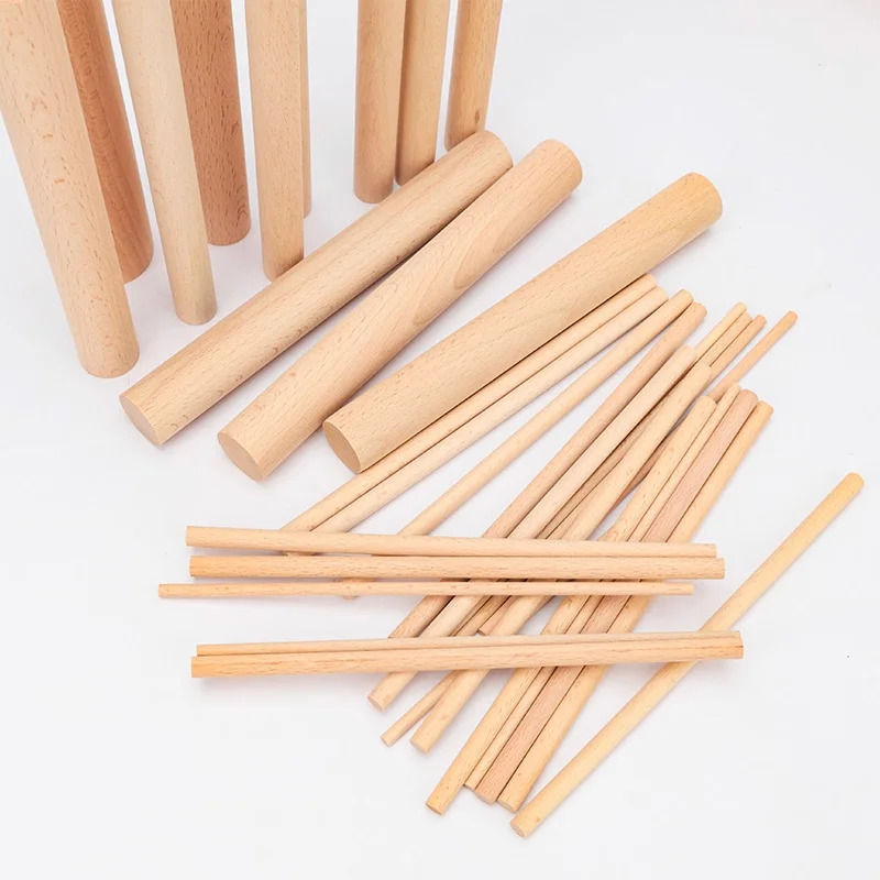 

1-10Pcs Round Wooden Stick 300mm Long DIY Wood Handmade 6mm-60mm Diameter Woodworking