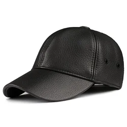 Men's Genuine Leather Baseball Hat Male Winter Real Sheepskin Casual Wear Baseball Caps Plate Baseball Cap Adjustable