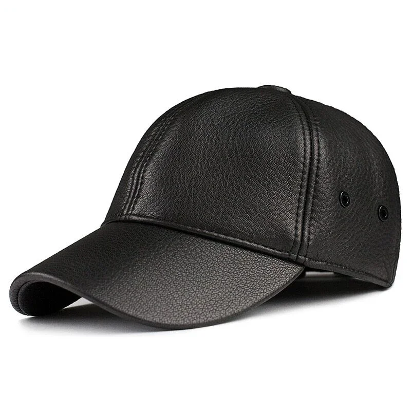 Men's Golf Genuine Leather Baseball Hat Male Winter Real Cow Skin Casual Wear Baseball Caps Korean Plate Baseball Cap Adjustable