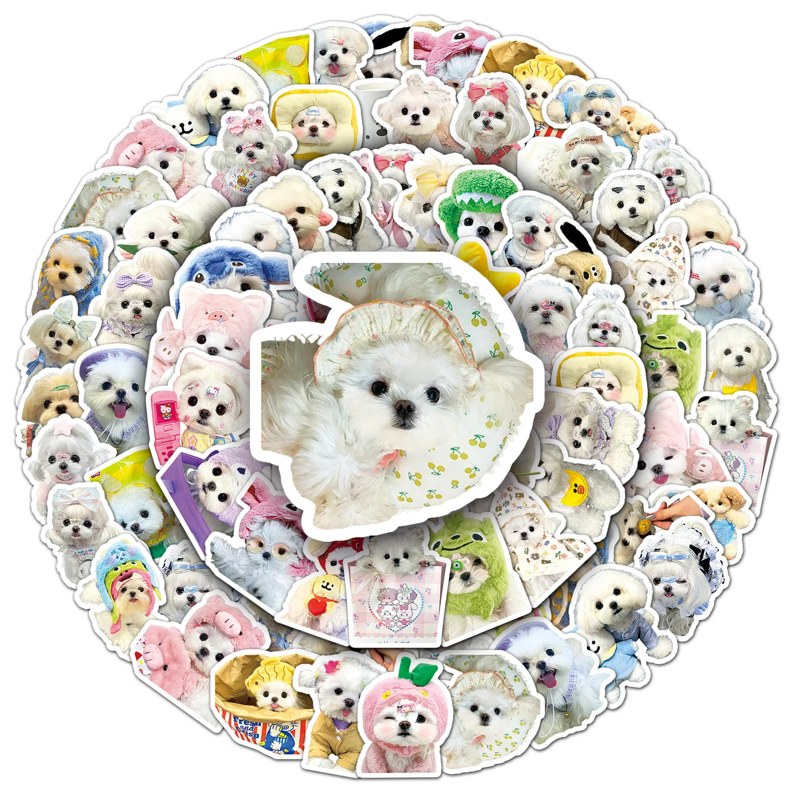 50 STKS Maltese Leuke Huisdier Leuke Hond Mode Huisdier Graffiti DIY Decoratieve iPad Koffer Gitaar Water Cup Waterdichte Sticker Kinderen Speelgoed