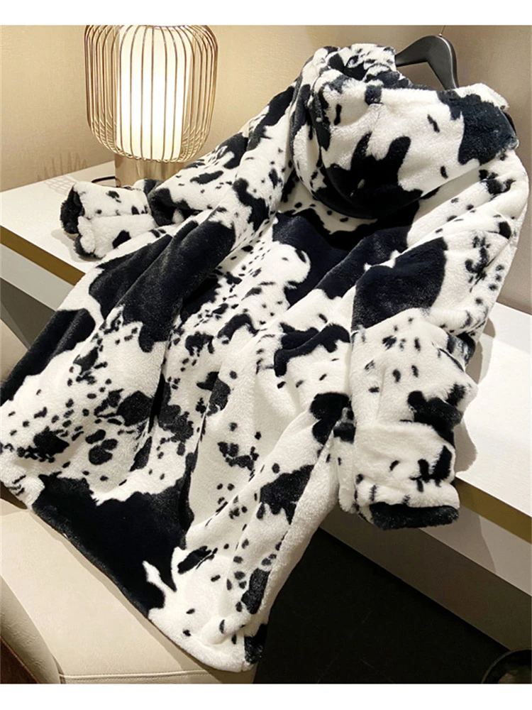 Stampa calda cappotti di pelliccia sintetica con cappuccio inverno di lusso imita pelliccia di coniglio giacca donna Furry Long Chaquetas spessa soprabito allentato coreano