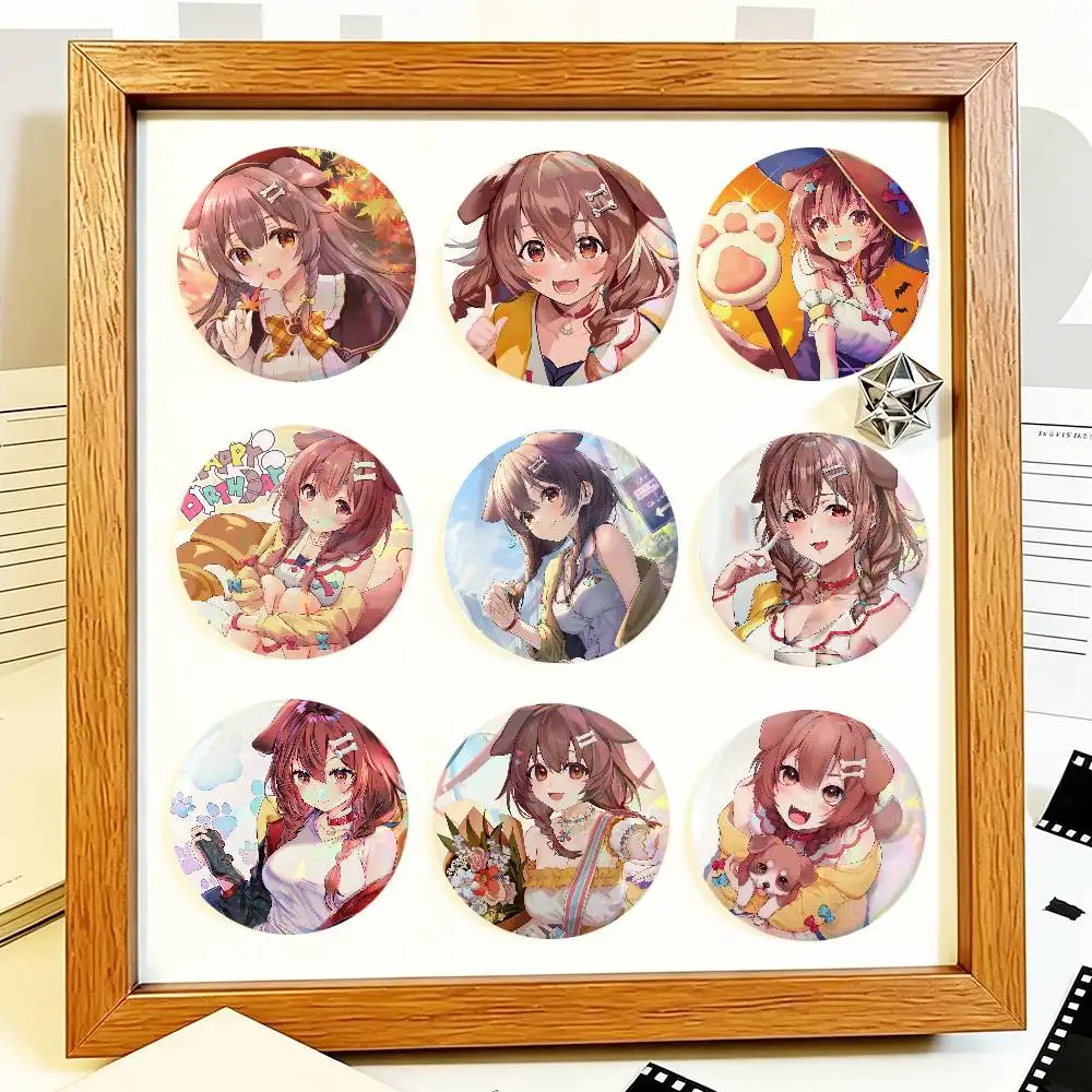 Anime Virtual Girl Inugami Korone Round Badge Creative Brooch Clothing Backpack Accessories Lapel Pin
