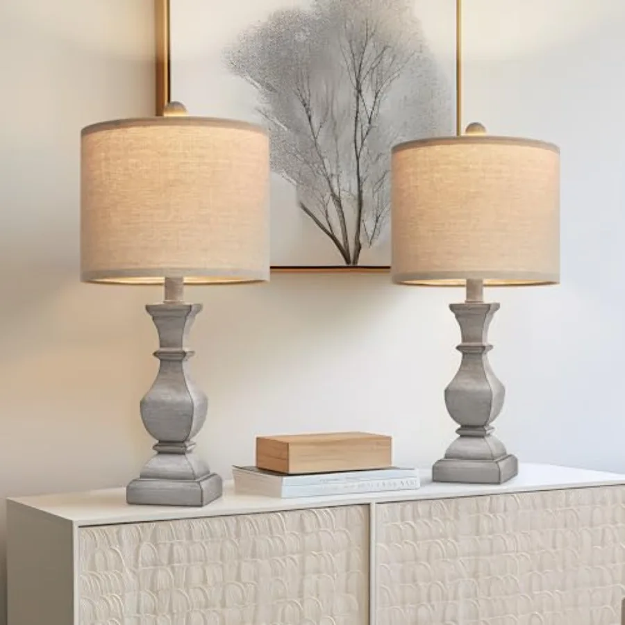 

20.5'' Table Lamps Set of 2, Vintage Bedside Lamps for Bedroom, Farmhouse Lamp for Living Room, Small Lamp for Nightstand, Retr