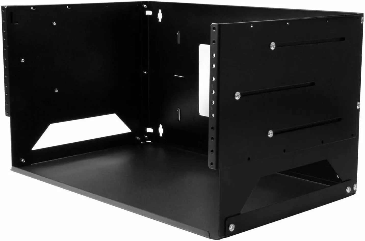 

Open Frame Wall Mount Network Rack w/ Built in Shelf - 2-Post Adjustable Depth (12" to 18") Equipment Rack - 75.