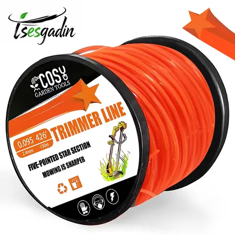 TSES 2.4mm~4mm 브러시 커터 날카로운 로프 46m~130m 잔디 깎기 펜타그램 나일론 잔디깎이 트리머 라인 잡초 제거기 라인