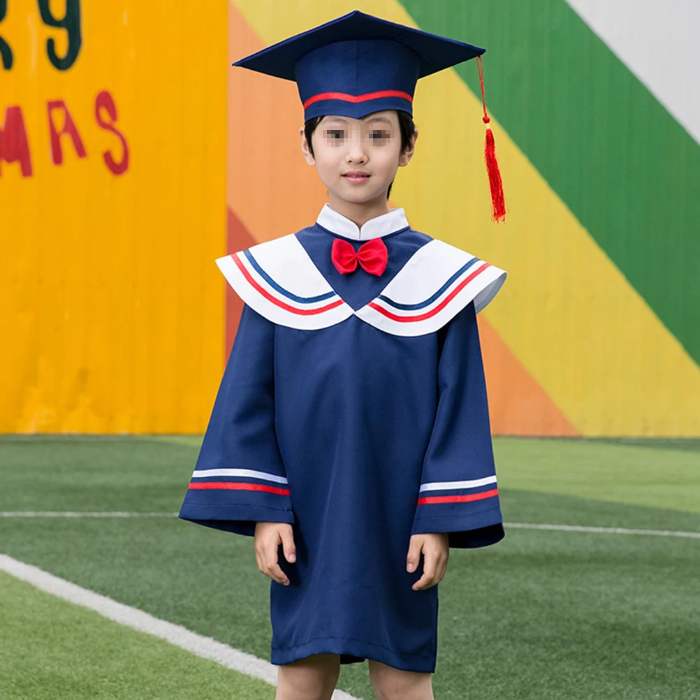 

Kids Graduation Gown Cap Set Certificate Plastic Board Comfortable Durable Kids School Uniforms Costumes Dress