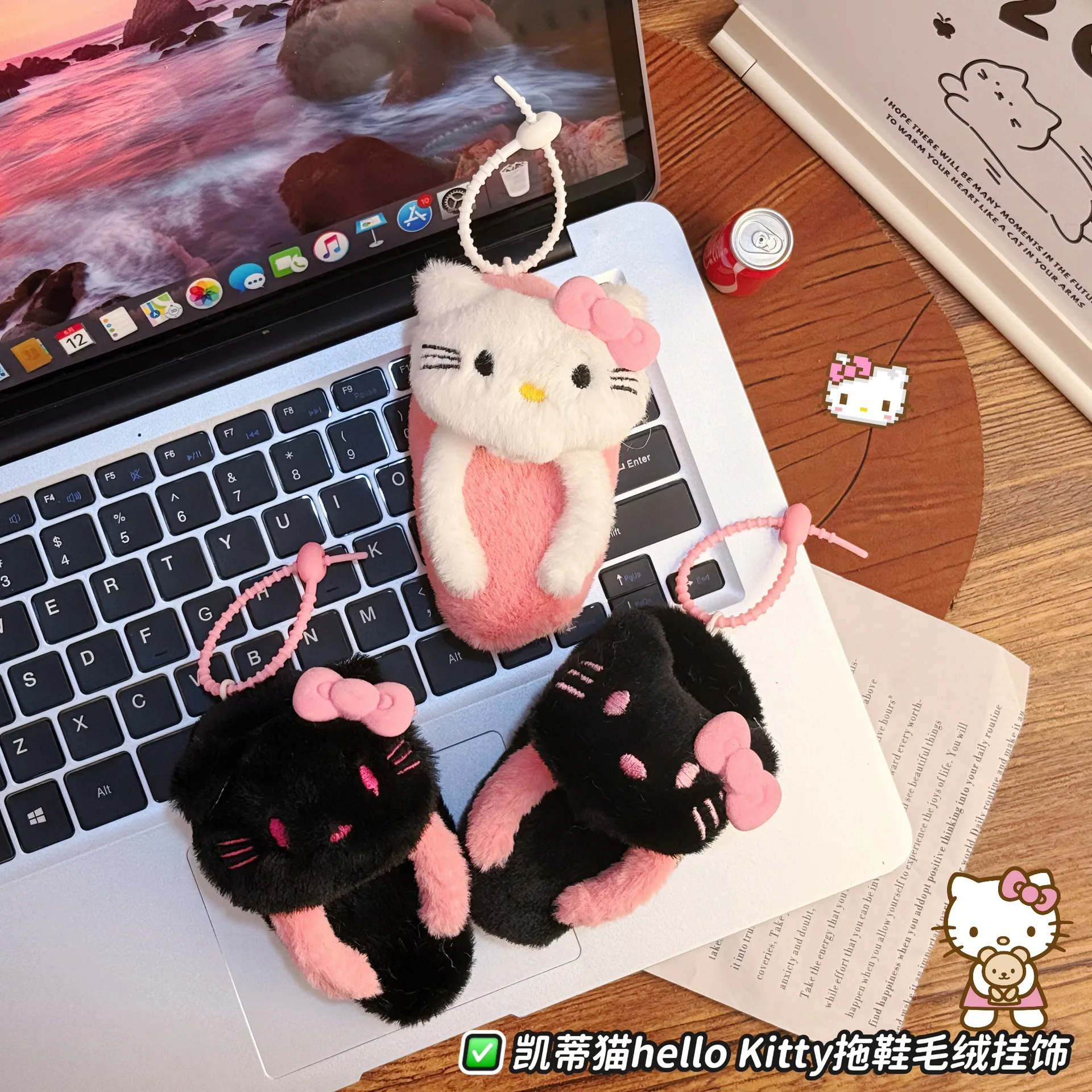 

Soft and cuddly squeaky K-T cat cartoon slippers Plush keychain pendant Instagram-famous student backpack accessory Gift