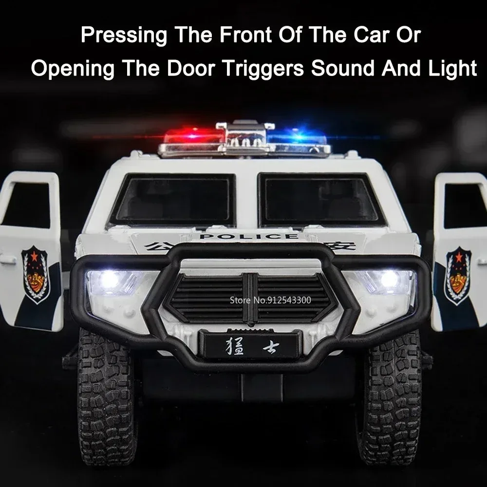1:32 DongFeng MengShi X-Trail Polizeiauto Modell Spielzeug Metalldruckguss Zurückziehen Türen Opend Swat Öffentliche Sicherheitsmodelle Kinder präsentiert