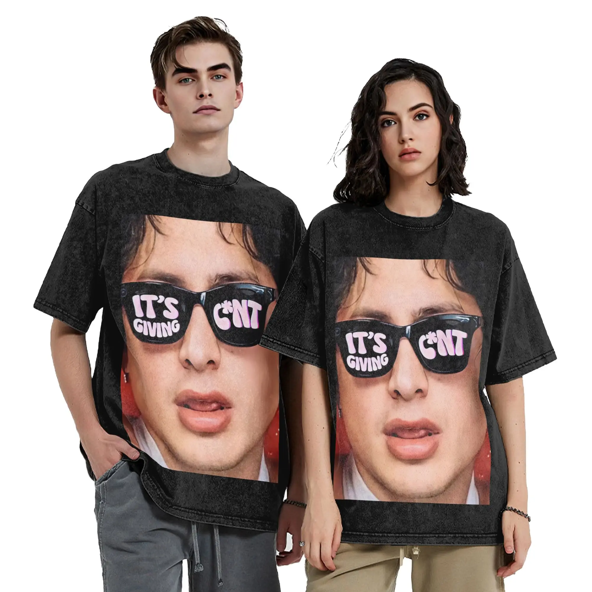 Hudson Williams Inspired Y2K Style Washed T Shirts Streetwear T-Shirt  Tees Tops for Men Women Cotton Oversize Graphic Printed