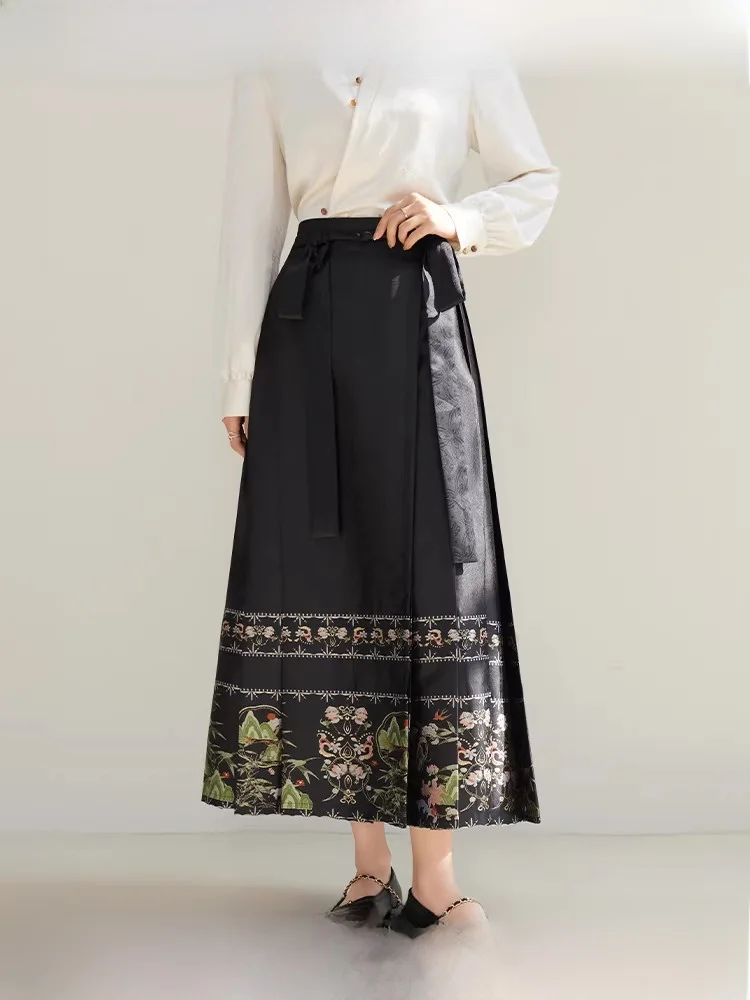 

Новая женская юбка миди больших размеров в китайском стиле, универсальная, весна 2025, модная длинная юбка для офиса, простая и элегантная.