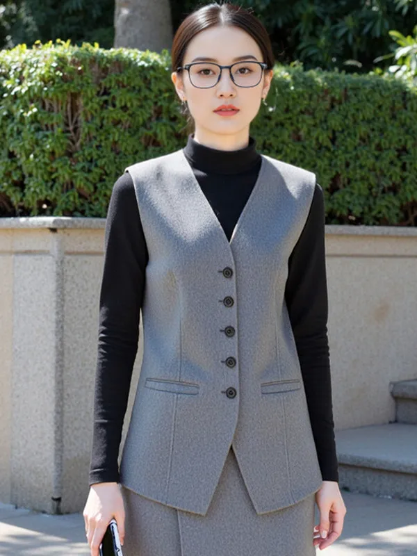 

2025 New Double-Sided Camere Vest Women's ort Svel 00 Woolen Suit Vest Outerwear Inner Match Suit Vest