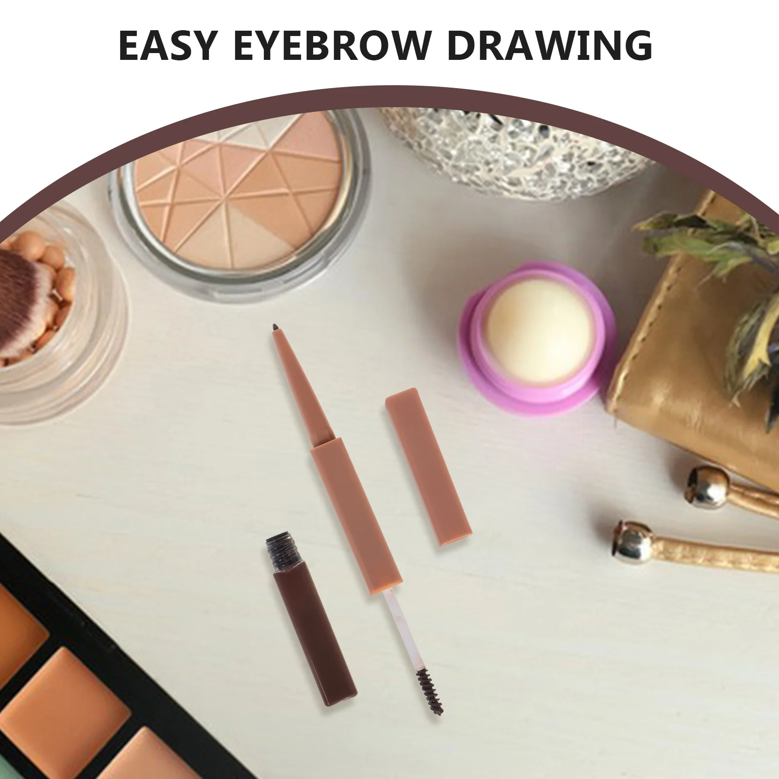 قلم حواجب مزدوج الأطراف مع جل حواجب، يدوم طويلاً، مقاوم للماء، بني طبيعي لتشكيل دقيق، مظهر محدد لحاجب العين