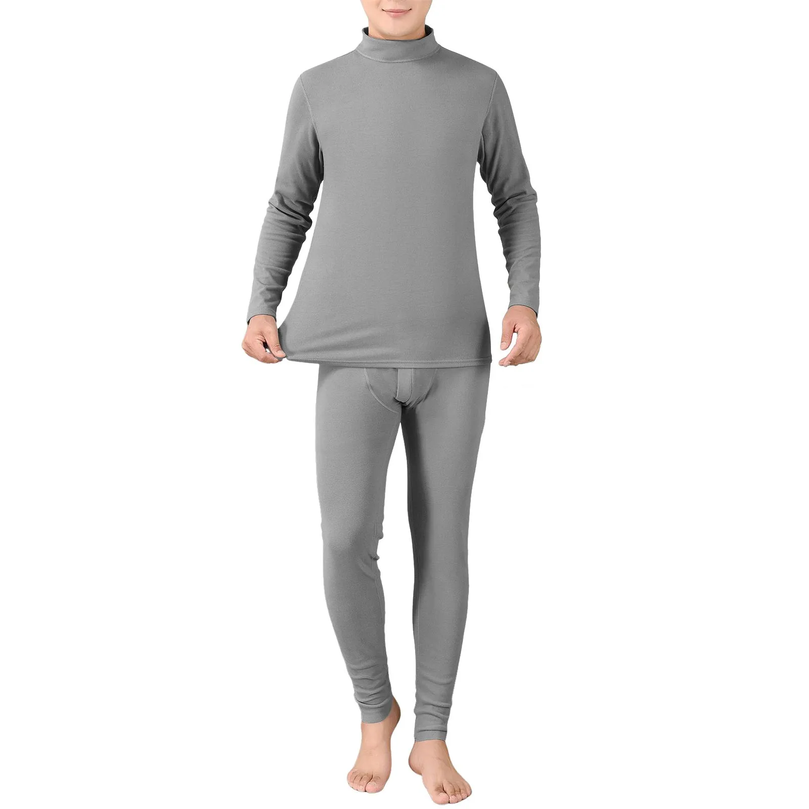 Winter Thermal Underwear Set For Men Thickened Bottom Shirt Long Johns 2pcs Thick Pajamas Suit Inner Wear male Basic Clothing