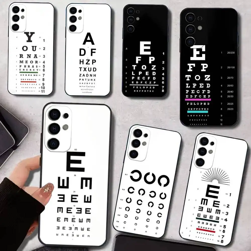 Coque de téléphone avec tableau de Vision oculaire médical, étui noir pour Samsung S25,S24,S21,S22,S23,S30,Ultra,S20,Plus,Fe,Lite,Note,10,9,5G