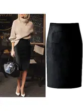 Multicolor Suede Midi Pencil Skirt Women #2