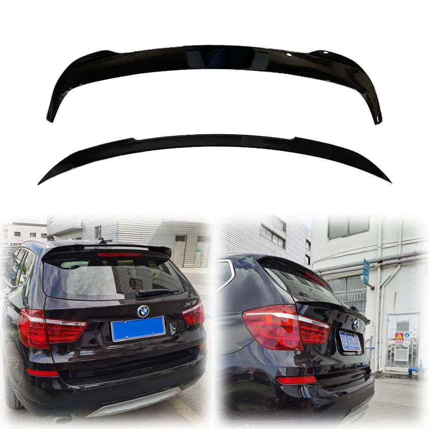 

2011-2017 For BMW X3 F25 Rear Mid & Roof Spoiler Trunk Wing Trim Cover Hihg Quality ABS Gloss Black Carbon Fiber Body Kit