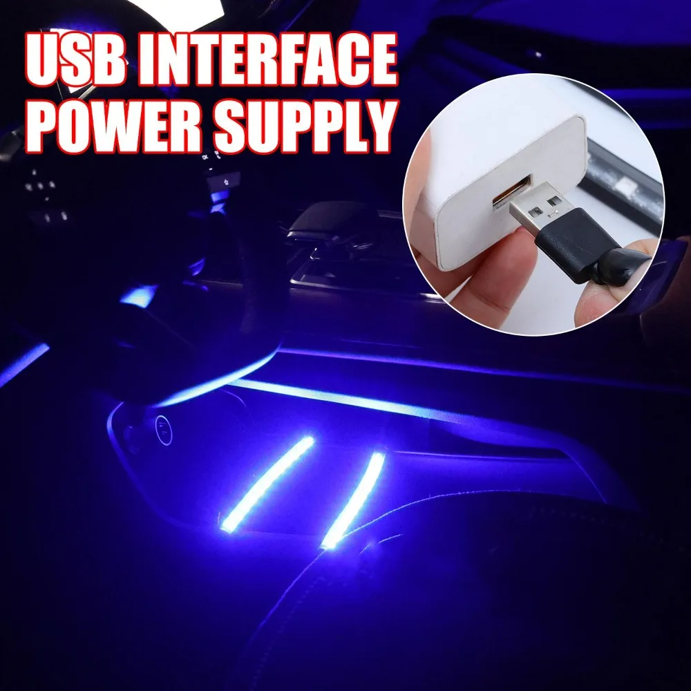 USB Car LED Strip Light Interior Atmosphere Lamp 12 LED Footwell Backlight Ambient Lighting Auto Decorative Accessories 22.5cm view 2