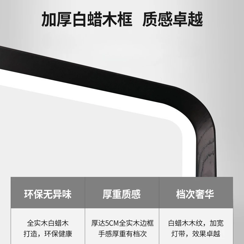 مرآة خشبية صلبة مربعة الشكل من الأرض إلى السقف لكامل الجسم وغرفة نوم من الخشب الصلب ومرآة حديثة وبسيطة