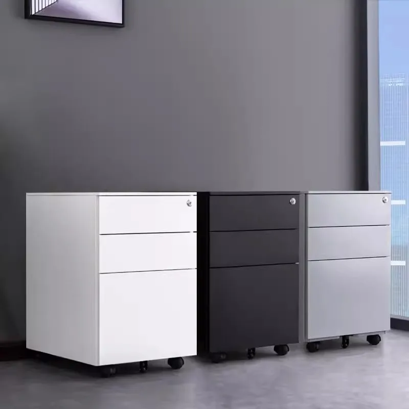 

Steel table, movable three-draw cabinet, information cabinet, office arc, locked drawer , small low , mobile