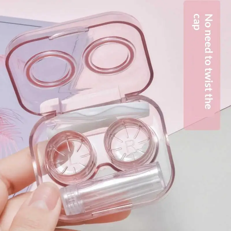 Contact Lens Case With Quick Open Design Leakproof Transparent Body Portable For Daily Use Travel Work Storage Box