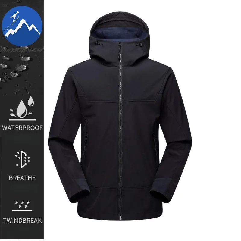 

Maxbarley Male Softshell Jacket New Hooded Outdoor Mountaineering Water Repellent Coat Leisure Hiking Windproof Autumn Garment