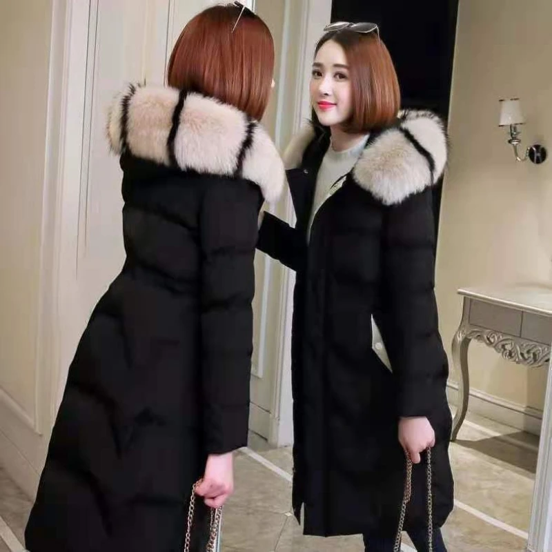 2023 inverno versione coreana di cappotto medio da donna imbottito in cotone e parka lungo allentato da donna giacca imbottita con collo di