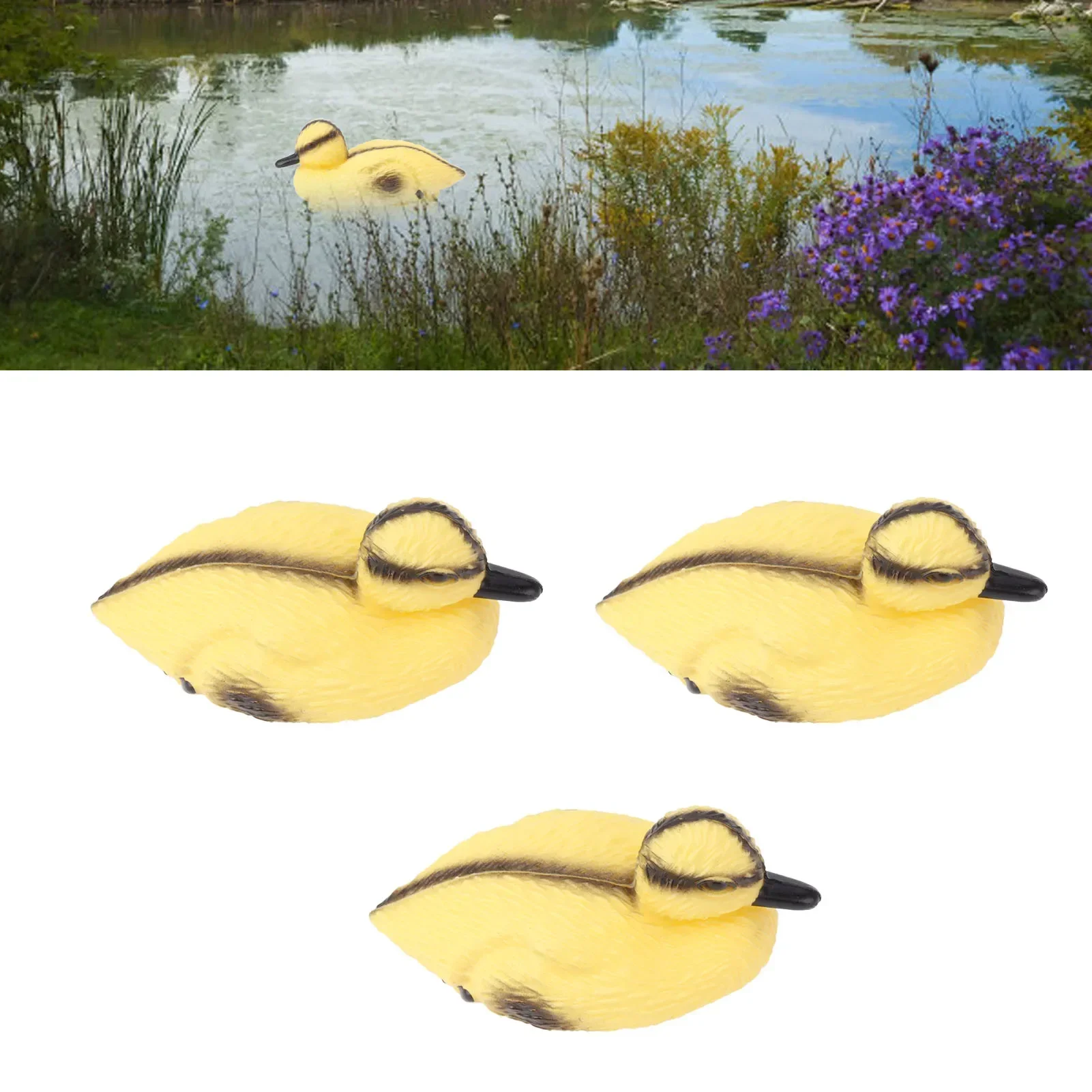 3Pcs Floating Yellow Duckling Realistic Plastic Duck Fish Pond Ornament For Garden Swimming Pool Fishing Pond Water Decoration