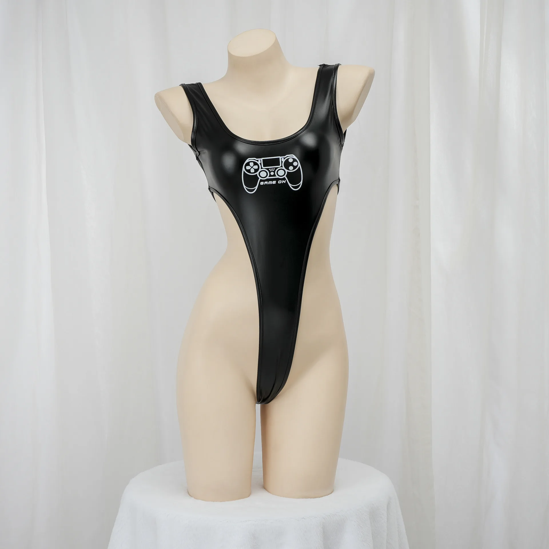 

Anime Cartoon Game Controller High Leg Bodysuit Cosplay Women Buckle Leather Cyberpunk Swimsuit Pajamas Outfits Costumes