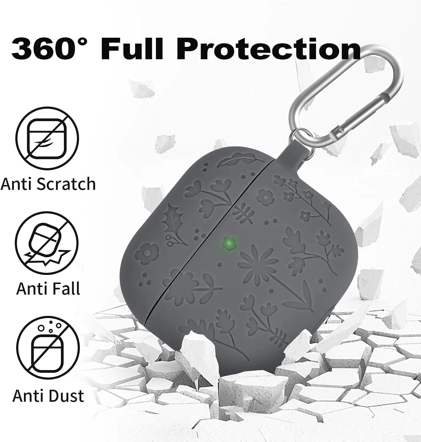 for AirPods 5/4 Silicone Case Flower-engraved Cover with keychain Cute Soft Full Protective Case For AirPods 5/4/Pro 3 2026 New