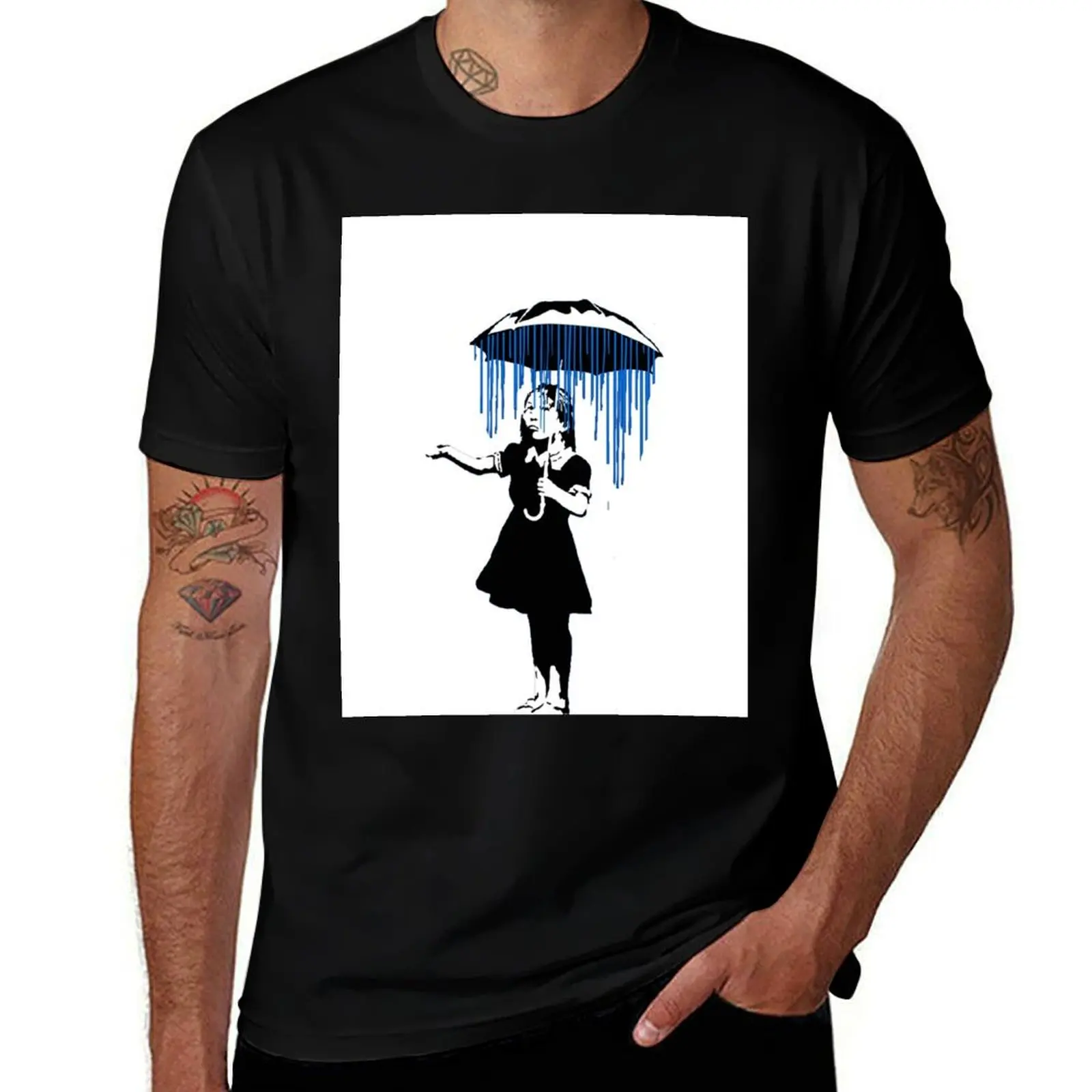 Banksy Raining on the Inside! T-Shirt t shirt man cotton T-Shirt