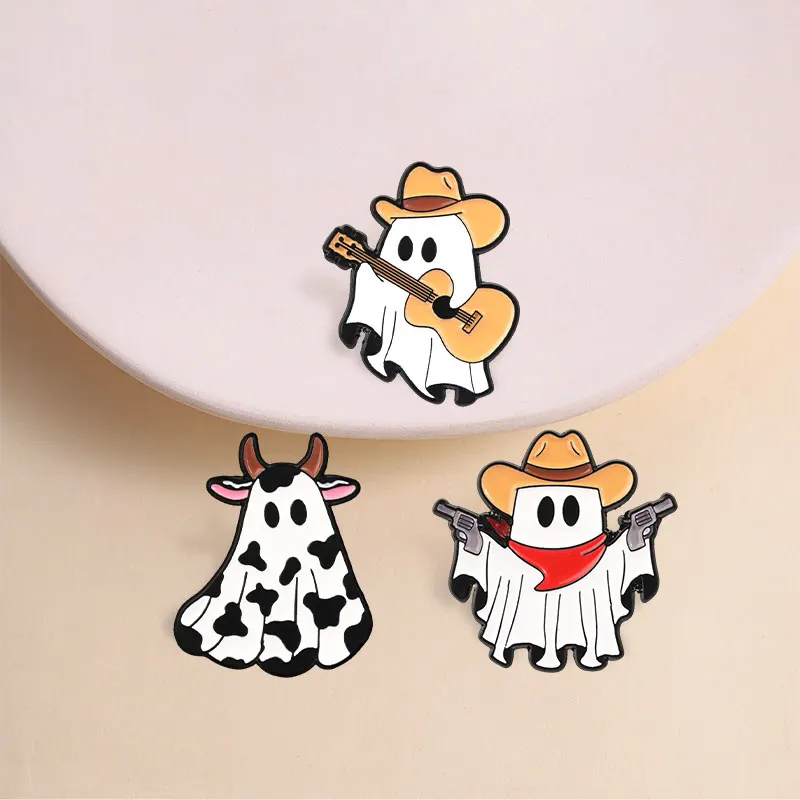 Halloween Series Enamel Pins Witch Ghost Reading Spooky Pumpkin Skull Dark Romance Weird Mushrooms Brooches Jewelry Gifts
