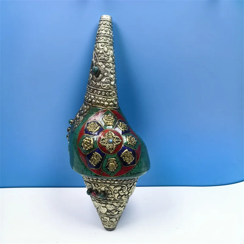 Непал раковина рог ручной работы тибетский буддийский раковина раковина труба мельхиор гравировка раковины натуральный музыкальный инструмент украшения