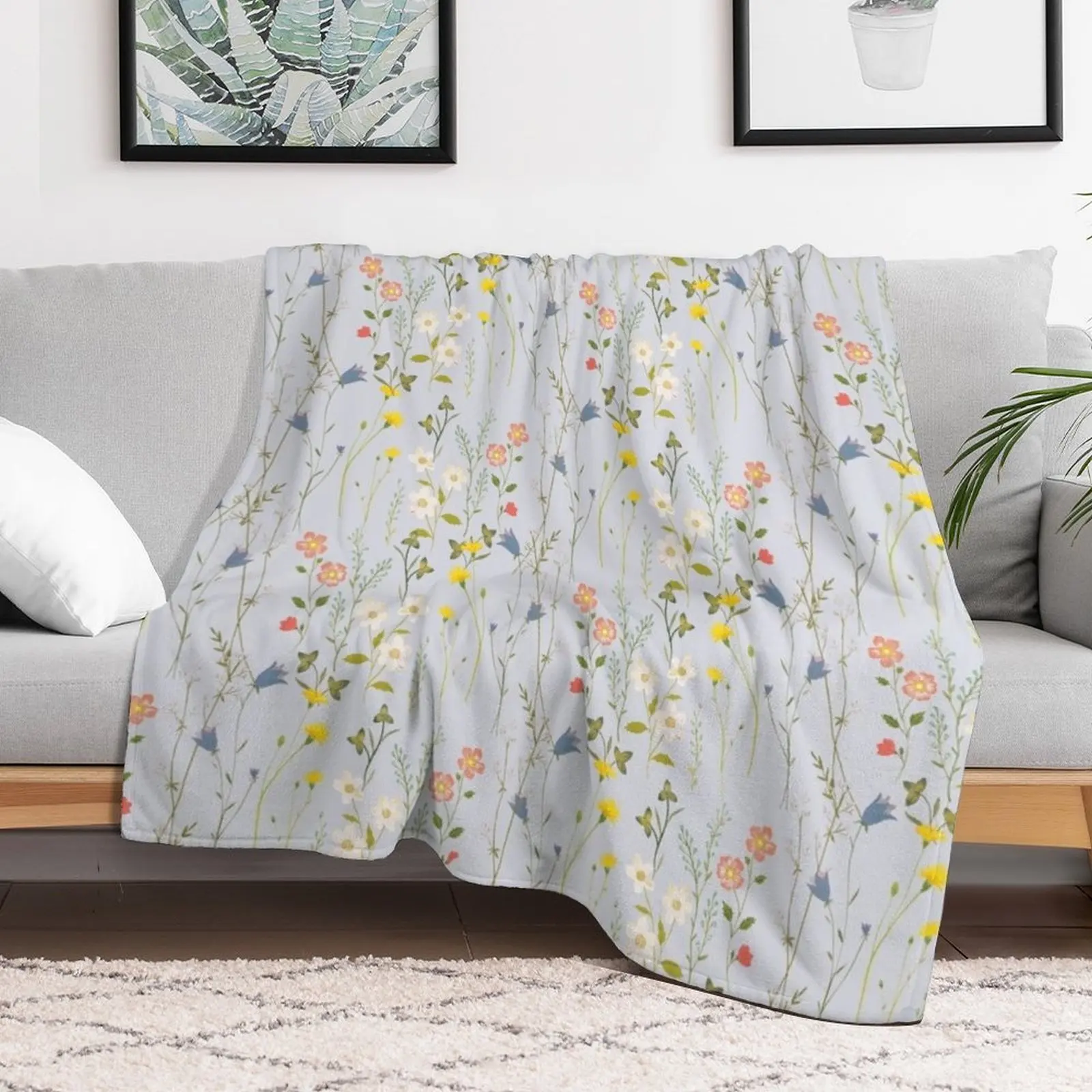 Midsummer Flowers Throw Blanket Easy Care Comfortable Blanket for Couch