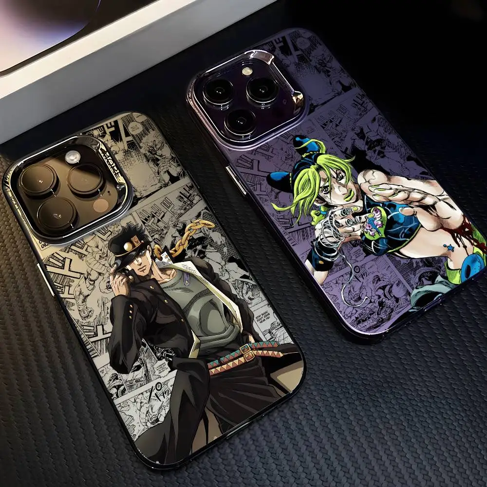 أنيمي J-JOJO حافظة هاتف رائعة آيفون 17 16 15 14 13 12 11 برو ماكس الهواء متعدد الألوان ماتي ليزر معدني أورورا فوندا #2