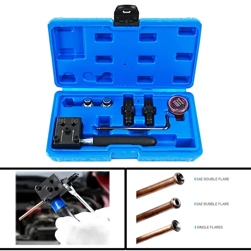 for 7 Piece Brake Tube Flare Tool Kit for 3/16 Inch and 1/4 Inch Copper Pipe Double Flaring Tool Set Automotive Repair Hand