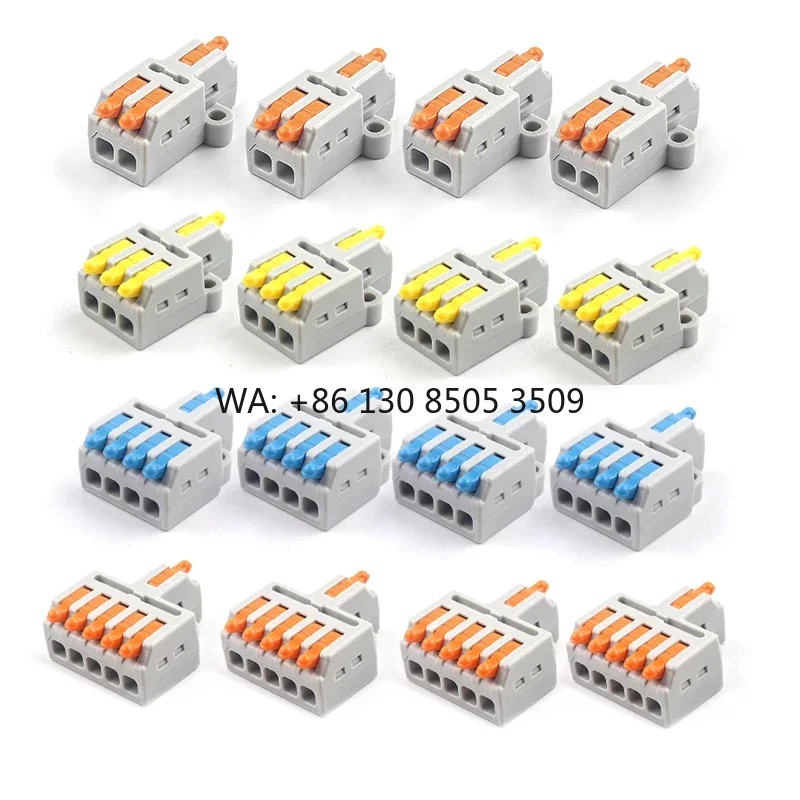 

Mini Quick Compact Conductor With Fixing Hole Splitter Splicing Wire Connector Push-in Cable Clamp Terminal Block 4 Pole