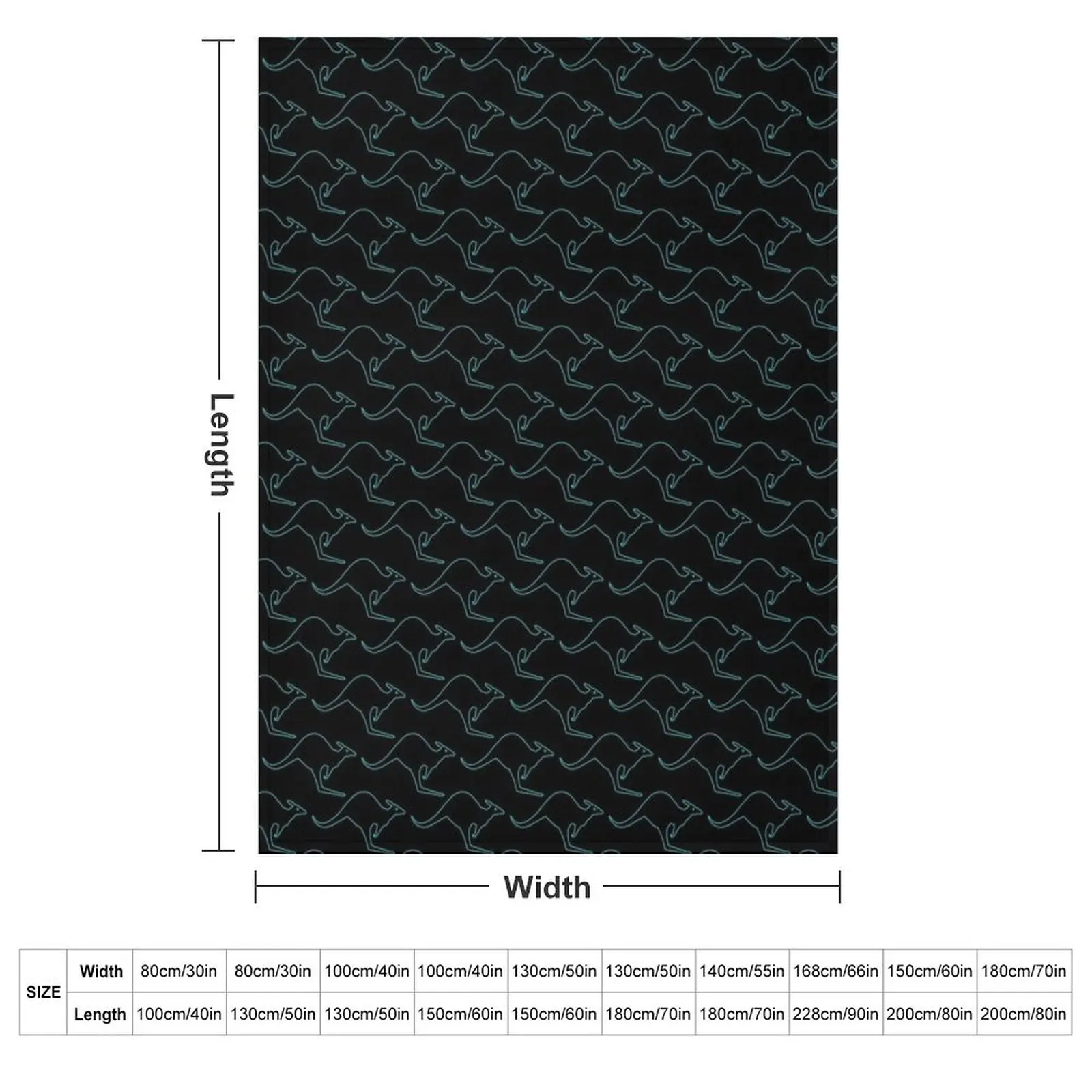 KANGAROO PATTERN. OUTLINE BLUE. Throw Blanket couch cozy soft plush fuzzy picnic outdoor blanket