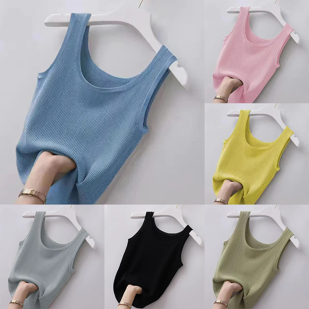 2024 Women Summer Crop Top High Quality Tank Tops Female Sleeveless Outerwear Chic Tops Sexy Streetwear Soft Tees Soild Vest